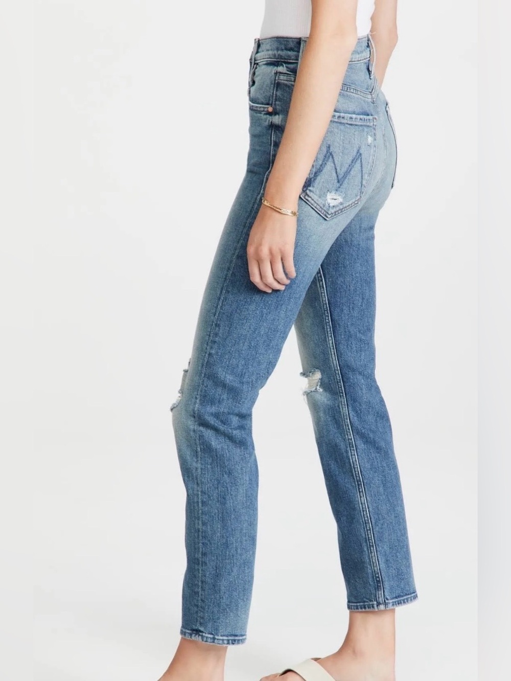 NWT MOTHER Denim High Waisted Rider Ankle in Far Beyond the Sky